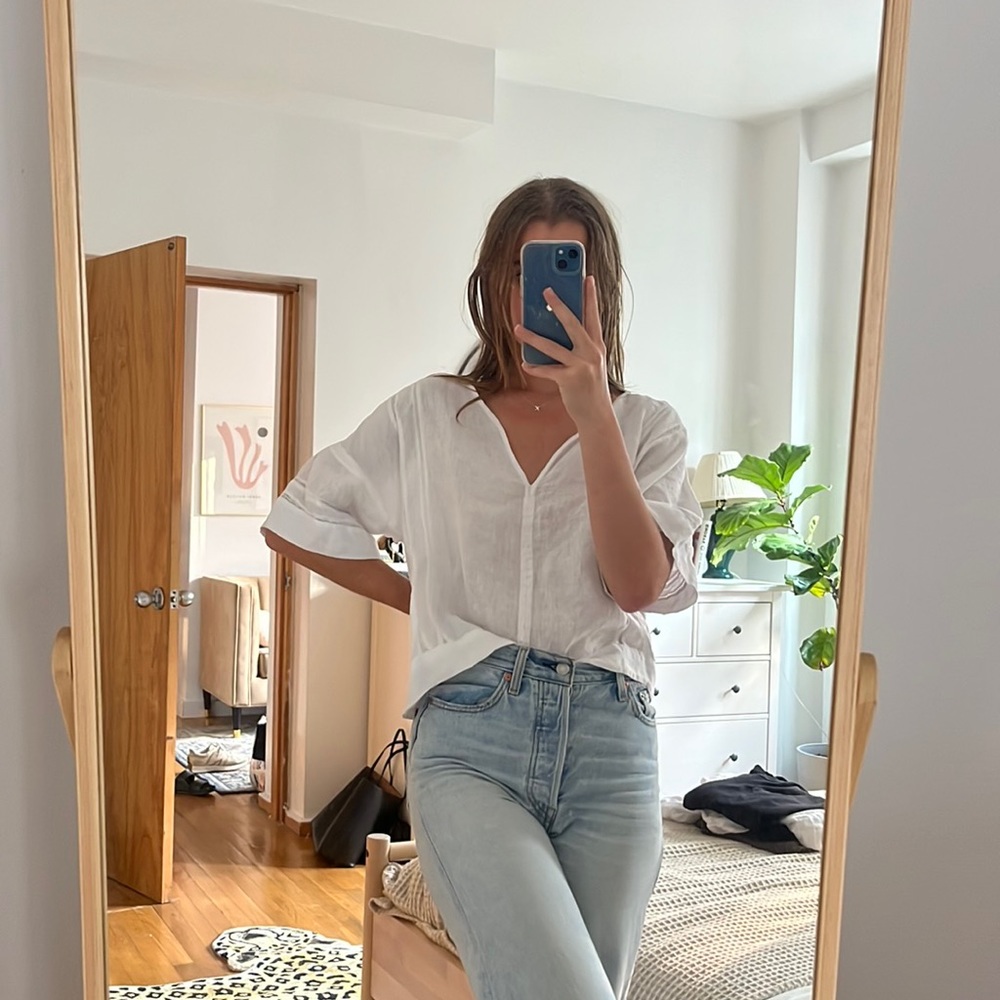 White Zara linen top